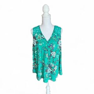 Daniel Rainn Women's Blouse Top Green V-neck Lace Shoulders Pullover Size 2X